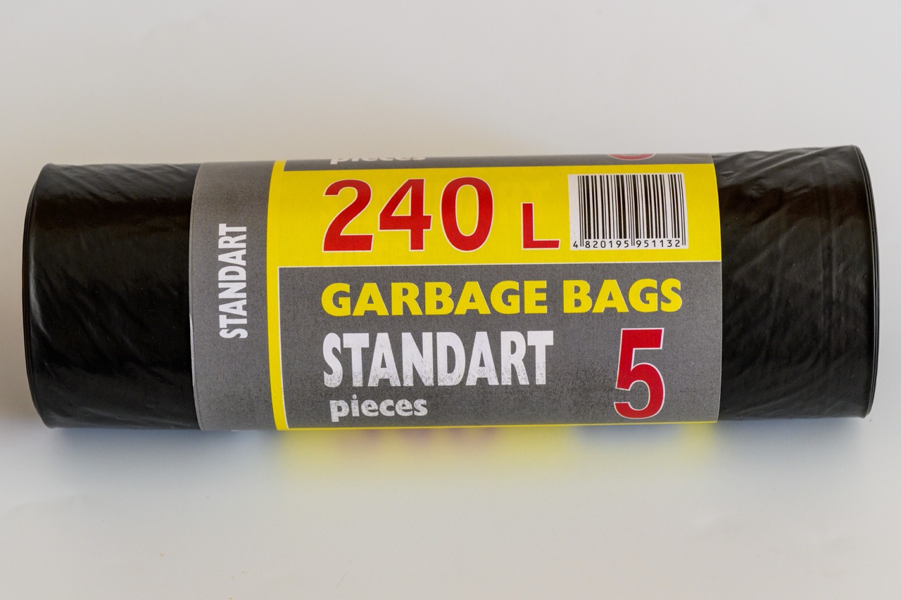 Пакети для сміття POLYBAG 240 л, надміцні, 5 шт.